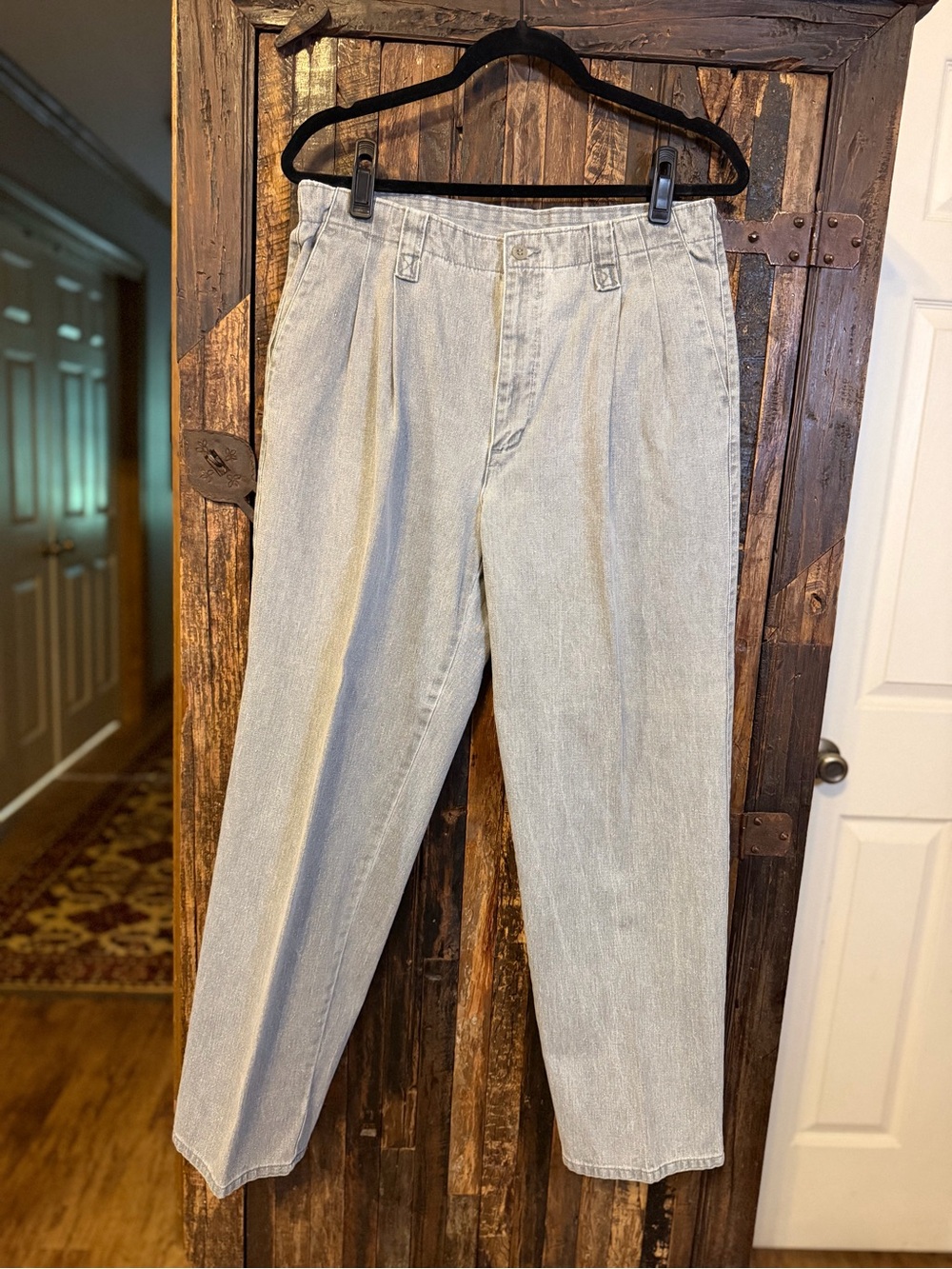Vintage 90s Dockers Pleated Denim Jeans Mens 34x30 Gray Relaxed Dad Jeans
